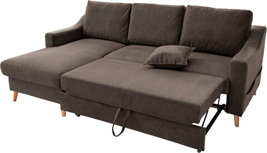 INOSIGN Hoekbank Valentina L-vorm 2 sierkussens met zijvak uittrekbare matrasbodem bedbox - Foto 5