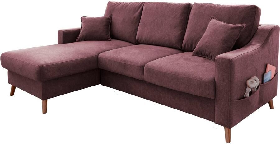 INOSIGN Hoekbank Valentina L-vorm 2 sierkussens met zijvak uittrekbare matrasbodem bedbox - Foto 6