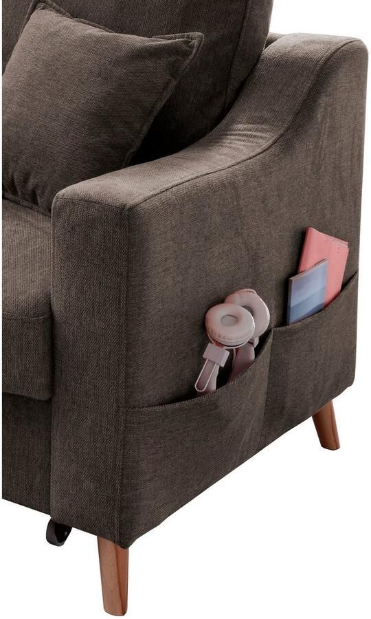 INOSIGN Hoekbank Valentina L-vorm 2 sierkussens met zijvak uittrekbare matrasbodem bedbox - Foto 3