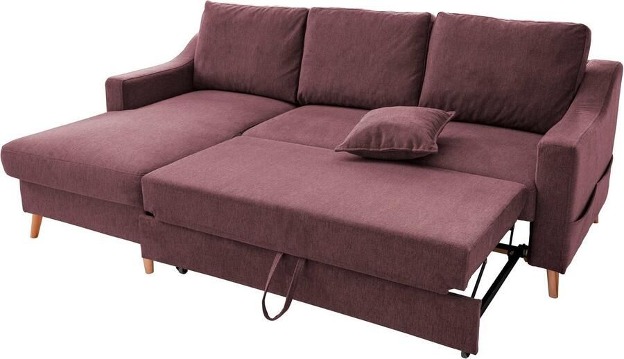INOSIGN Hoekbank Valentina L-vorm 2 sierkussens met zijvak uittrekbare matrasbodem bedbox - Foto 5