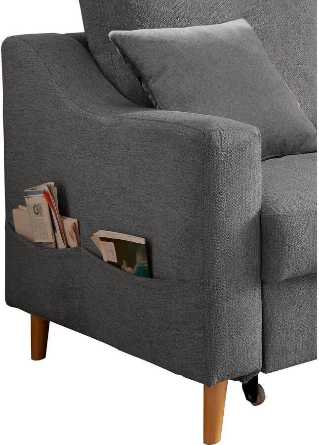 INOSIGN Hoekbank Valentina L-vorm 2 sierkussens met zijvak uittrekbare matrasbodem bedbox