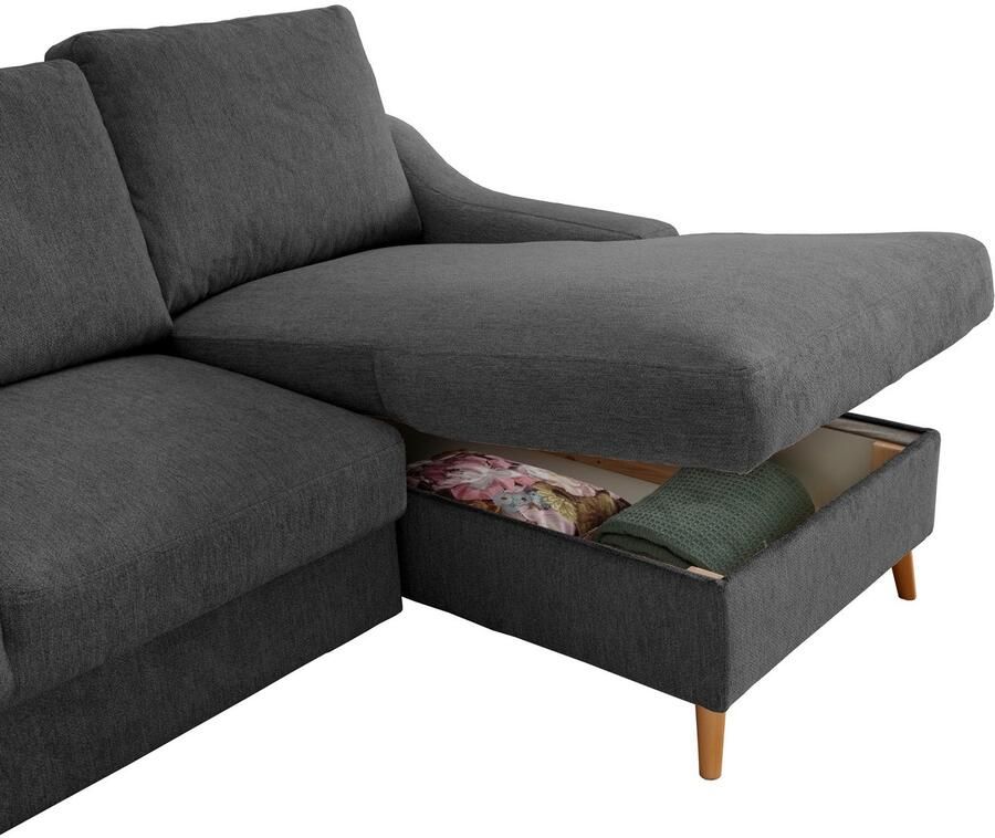 INOSIGN Hoekbank Valentina L-vorm 2 sierkussens met zijvak uittrekbare matrasbodem bedbox - Foto 2