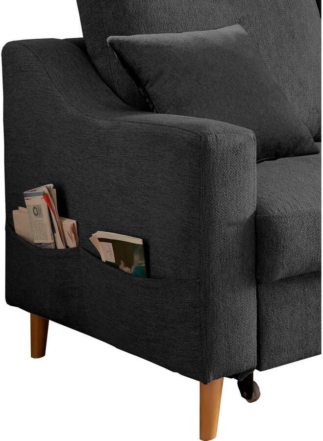 INOSIGN Hoekbank Valentina L-vorm 2 sierkussens met zijvak uittrekbare matrasbodem bedbox - Foto 2