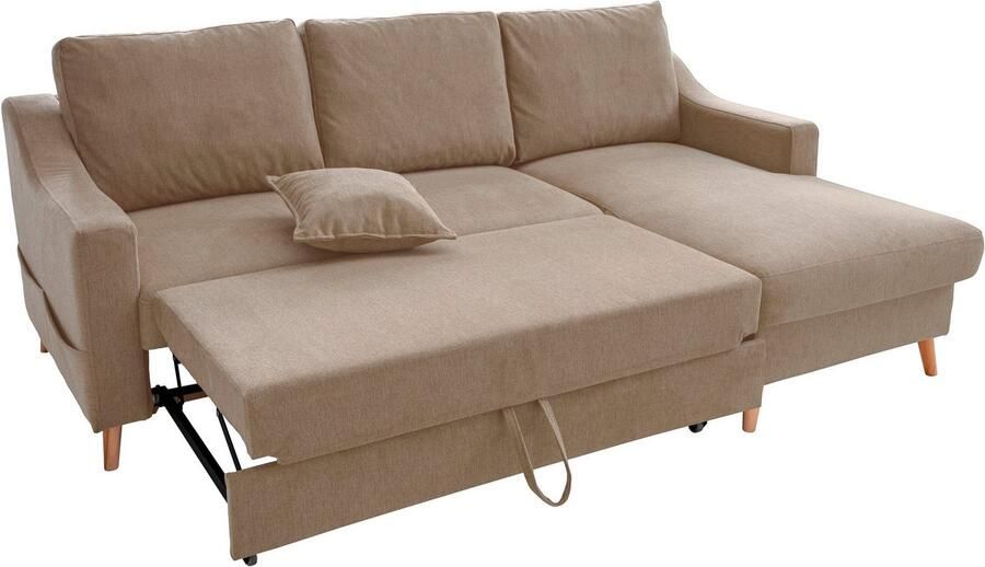 INOSIGN Hoekbank Valentina L-vorm 2 sierkussens met zijvak uittrekbare matrasbodem bedbox - Foto 4