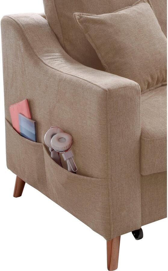 INOSIGN Hoekbank Valentina L-vorm 2 sierkussens met zijvak uittrekbare matrasbodem bedbox - Foto 3