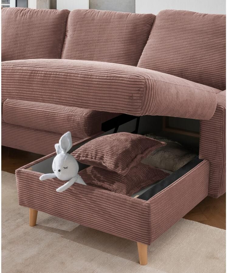 INOSIGN Hoekbank Valentina L-vorm 2 sierkussens met zijvak uittrekbare matrasbodem bedbox - Foto 2