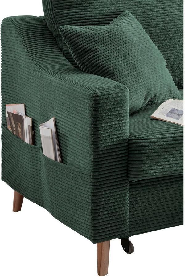 INOSIGN Hoekbank Valentina L-vorm 2 sierkussens met zijvak uittrekbare matrasbodem bedbox - Foto 6