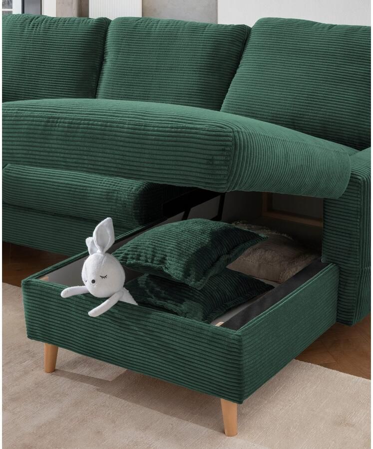 INOSIGN Hoekbank Valentina L-vorm 2 sierkussens met zijvak uittrekbare matrasbodem bedbox - Foto 2