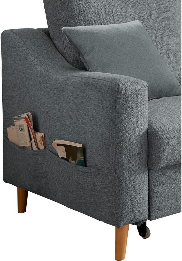 INOSIGN Hoekbank Valentina L-vorm 2 sierkussens met zijvak uittrekbare matrasbodem bedbox - Foto 4