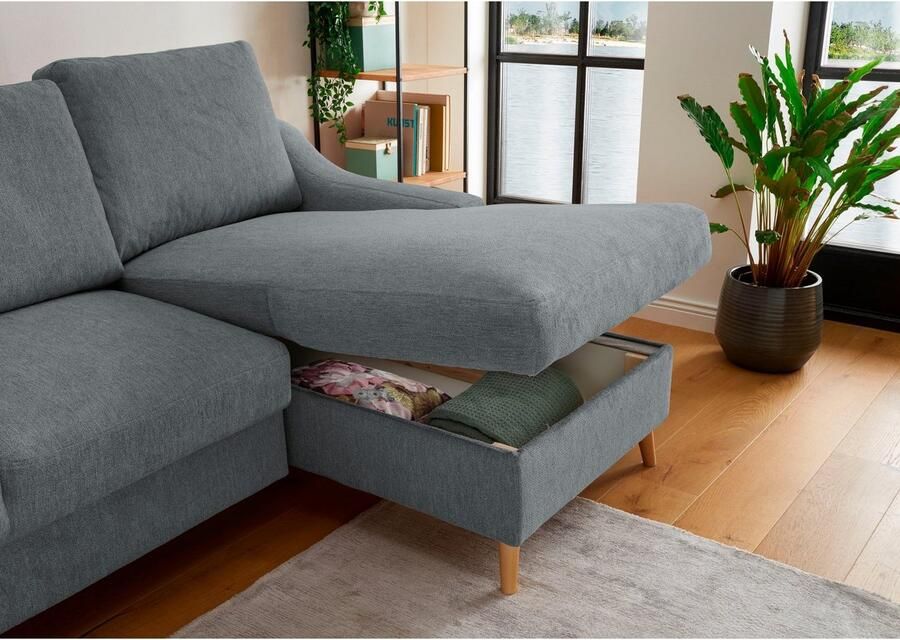 INOSIGN Hoekbank Valentina L-vorm 2 sierkussens met zijvak uittrekbare matrasbodem bedbox - Foto 3