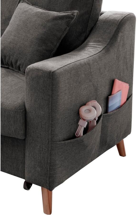 INOSIGN Hoekbank Valentina L-vorm 2 sierkussens met zijvak uittrekbare matrasbodem bedbox - Foto 3