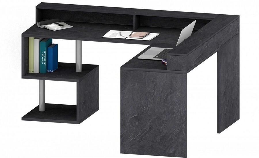 INOSIGN Hoekbureau Esse Bureau in modern design met of zonder monitorsteun breedte 180 160 cm made in italy