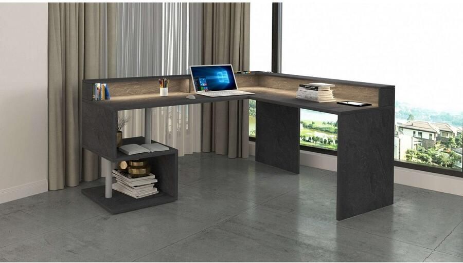 INOSIGN Hoekbureau Esse Bureau in modern design met of zonder monitorsteun breedte 180 160 cm made in italy - Foto 4