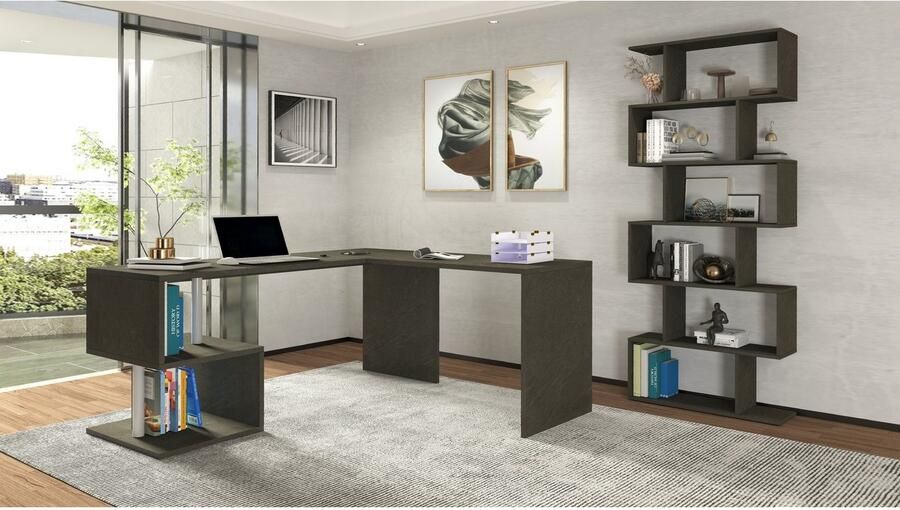 INOSIGN Hoekbureau Esse Bureau in modern design met of zonder monitorsteun breedte 180 160 cm made in italy - Foto 4