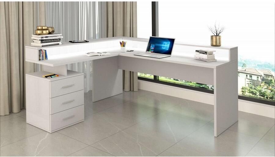 INOSIGN Hoekbureau New Selina Bureau lades met of zonder monitorsteun B 180 160 cm - Foto 5