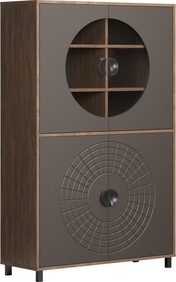 INOSIGN Hoge kast Fusion Vitrine met bijzonder cirkelpatroon huwelijkskast in vintage-look (1 stuk) - Foto 10