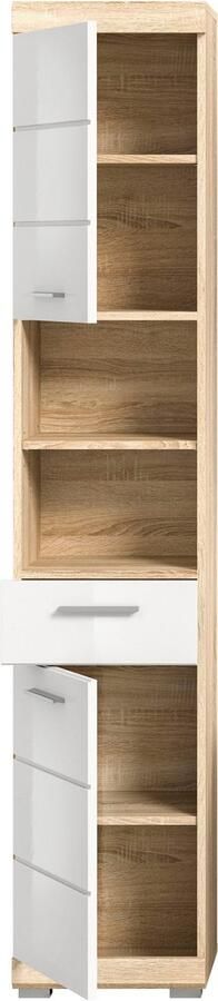 INOSIGN Hoge kast Siena breedte 37 cm 2 deuren 1 lade 2 open vakken MDF-front in verschillende kleuren verkrijgbaar badkamermeubels badkamerkast kast badkamer (1 stuk) - Foto 8
