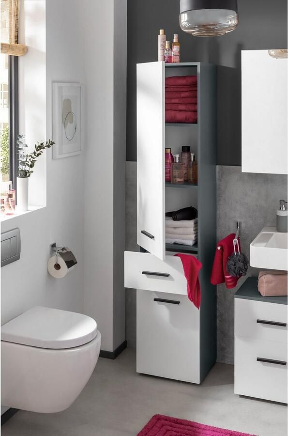 INOSIGN Wastafelonderkast Skara met klep en lade zwarte grepen breedte 80 cm hoogte 55 cm - Foto 15