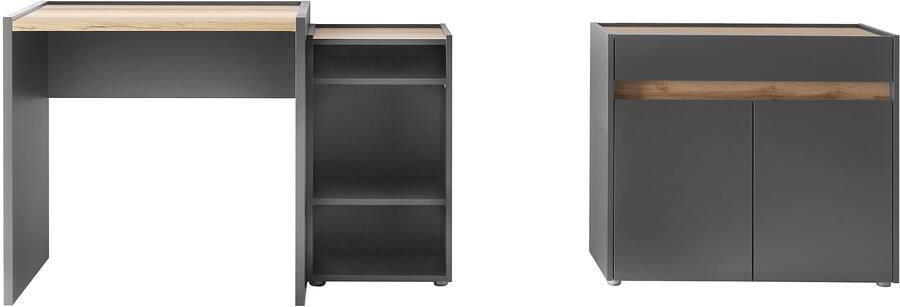 INOSIGN Kantoormeubelset CITY GiRON modern design Thuiswerk Kantoor in twee kleuren Wotan Eik (set 3-delig) - Foto 9