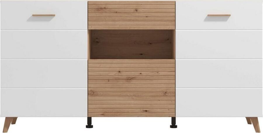 INOSIGN Kast Bretagna sideboard ladekast breedte 173 cm veel opbergruimte met houten grepen met drie planken in artisan eik - Foto 5