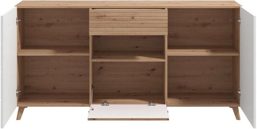 INOSIGN Kast Bretagna sideboard ladekast breedte 173 cm veel opbergruimte met houten grepen met drie planken in artisan eik - Foto 6