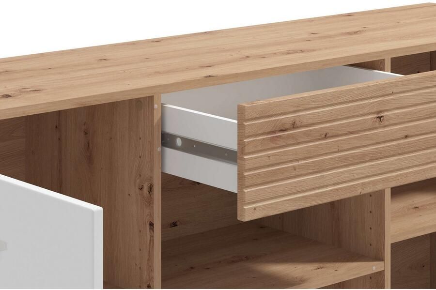 INOSIGN Kast Bretagna sideboard ladekast breedte 173 cm veel opbergruimte met houten grepen met drie planken in artisan eik - Foto 2