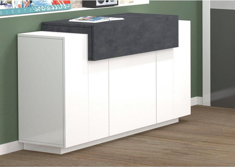 INOSIGN Kast Coro commode kast buffet greeploos 1 klep 3 deuren dubbele diepte hoogglans fronten breedte 140 - Foto 3