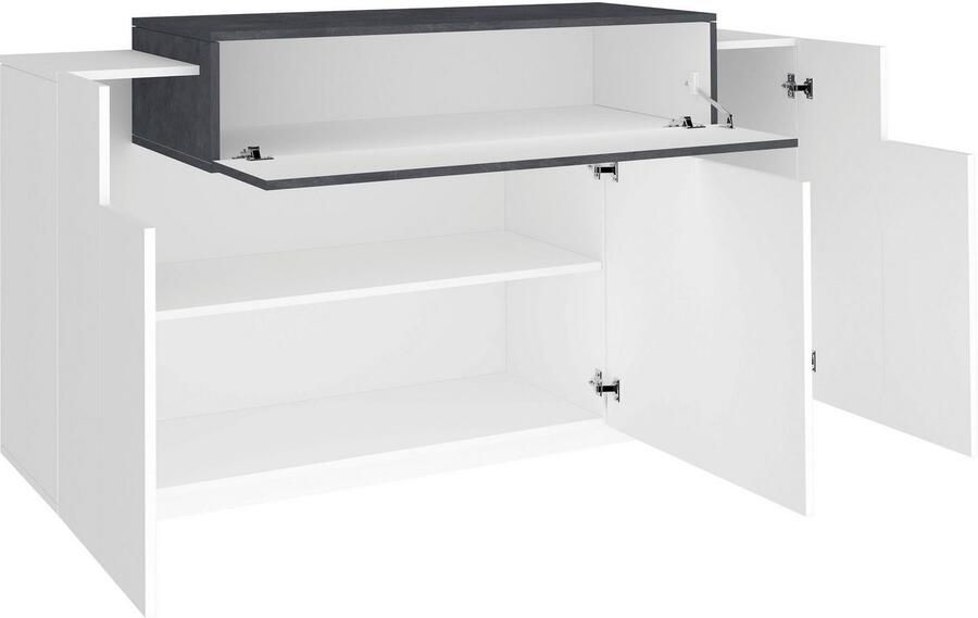 INOSIGN Kast Coro commode kast buffet greeploos 1 klep 3 deuren dubbele diepte hoogglans fronten breedte 140 - Foto 6