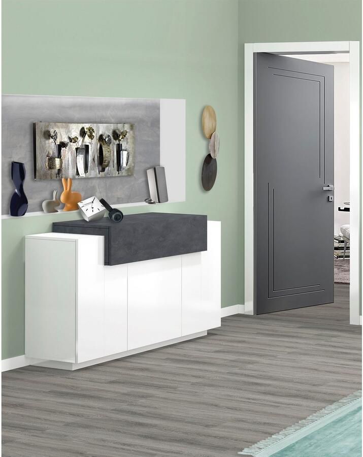 INOSIGN Kast Coro commode kast buffet greeploos 1 klep 3 deuren dubbele diepte hoogglans fronten breedte 140