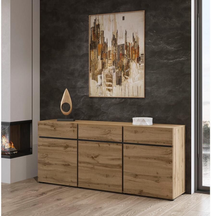 INOSIGN Kast Cross breedte 180 cm moderne greeploze kast 3 deuren 3 laden