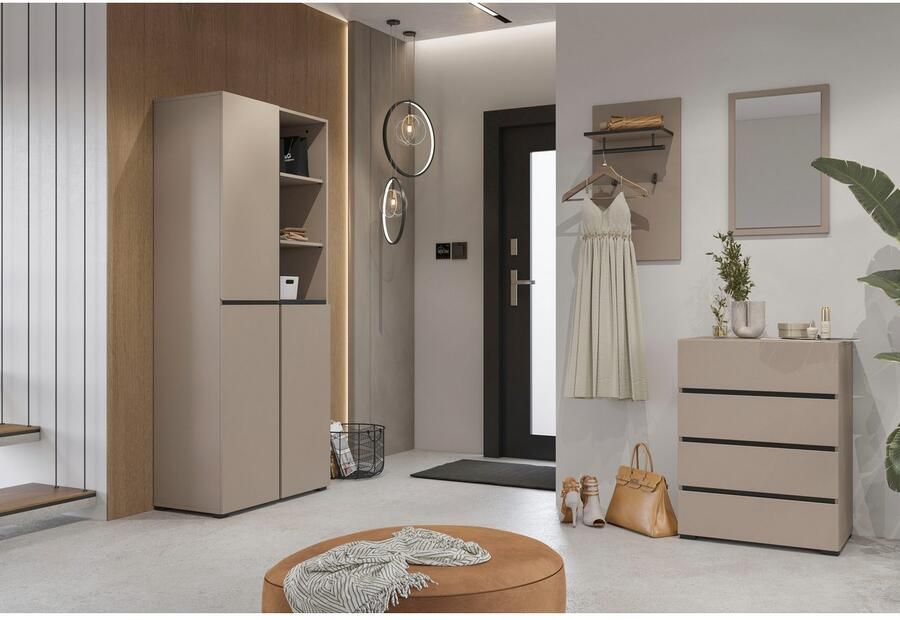 INOSIGN Schoenenkast Cross Hoogte 183 5cm moderne greeploze schoenenrek met 3 deuren Hoge kast met veel opbergruimte plaats voor ongeveer 24 paar schoenen - Foto 2