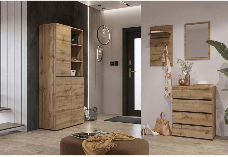 INOSIGN Schoenenkast Cross Hoogte 183 5cm moderne greeploze schoenenrek met 3 deuren Hoge kast met veel opbergruimte plaats voor ongeveer 24 paar schoenen - Foto 3