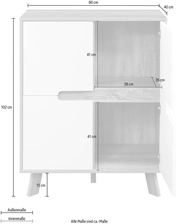 Artistiq Living Artistiq Opbergkast Gonzalo 102 x 80cm Naturel Wit - Foto 4