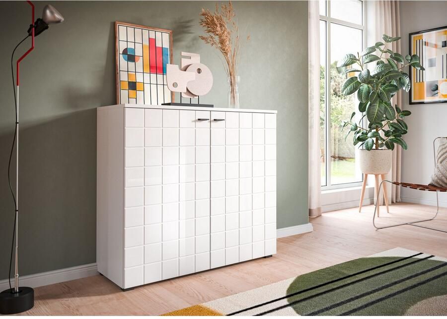 INOSIGN Kast Gora breedte 92 cm gefreesde front in wafelstructuur hoogglans - Foto 3