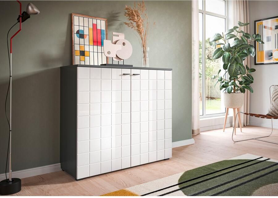 INOSIGN Kast Gora breedte 92 cm gefreesde front in wafelstructuur hoogglans - Foto 3