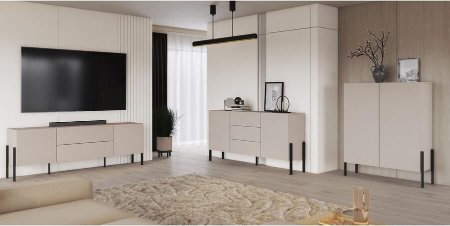 INOSIGN Kast Jukon breedte 110 cm moderne grepless hoge kast 2 deuren - Foto 7