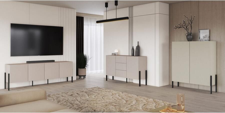 INOSIGN Kast Jukon breedte 200 cm moderne grepless commode 4 deuren Sideboard dressoir met veel opbergruimte push-to-open functie - Foto 9