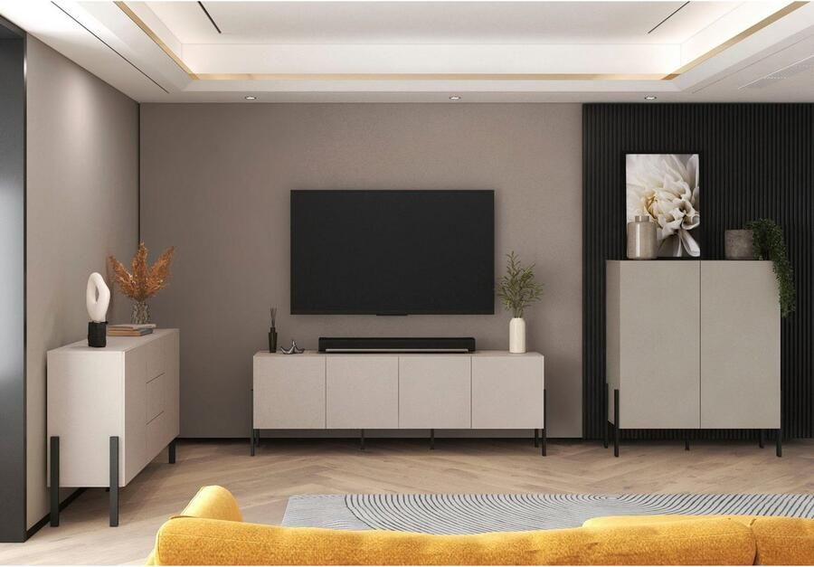 INOSIGN Kast Jukon breedte 200 cm moderne grepless commode 4 deuren Sideboard dressoir met veel opbergruimte push-to-open functie - Foto 5