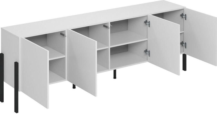 INOSIGN Kast Jukon breedte 200 cm moderne grepless commode 4 deuren Sideboard dressoir met veel opbergruimte push-to-open functie - Foto 7