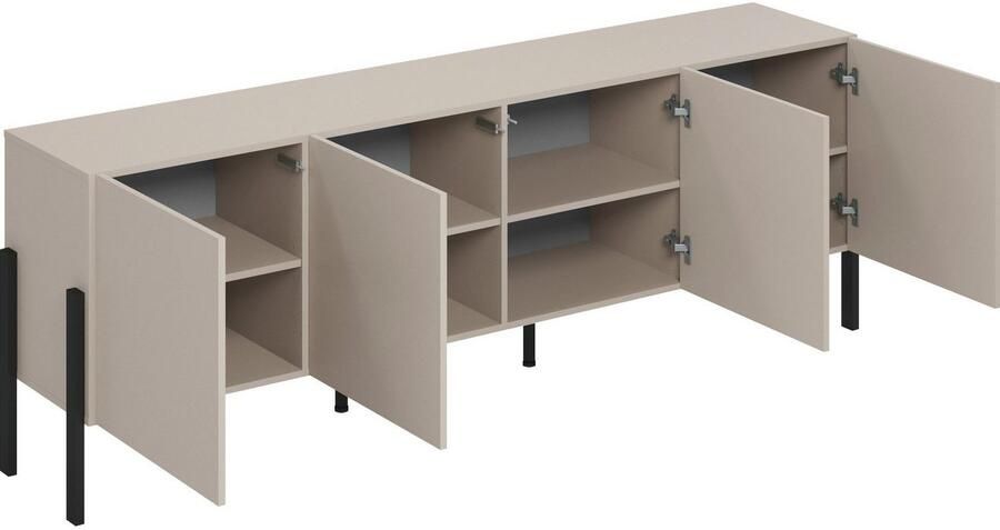 INOSIGN Kast Jukon breedte 200 cm moderne grepless commode 4 deuren Sideboard dressoir met veel opbergruimte push-to-open functie - Foto 7
