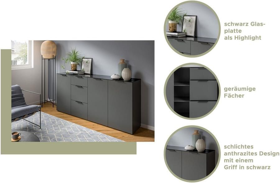 INOSIGN Kast Raio Breedte 90 cm 2 deuren 2 legplanken Bovenblad met glasplaat - Foto 6