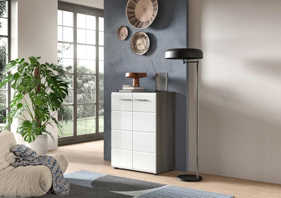 INOSIGN Kast Rumba Breedte 60cm in Rookzilverkleur nabootsing Wit Hoogglans - Foto 4