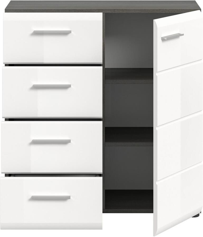 INOSIGN Kast Rumba Breedte 75cm in Rookzilverkleur nabootsing Wit Hoogglans - Foto 3