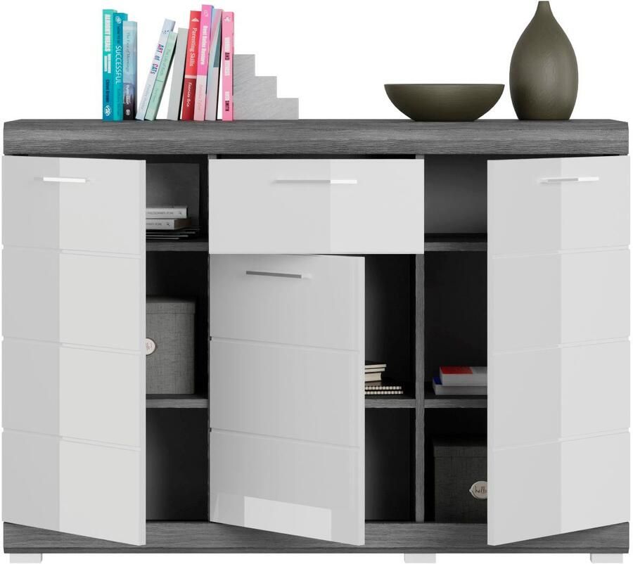 INOSIGN Kast Siena breedte 120 cm 3 deuren 1 lade 5 legplanken 8 vakken - Foto 2