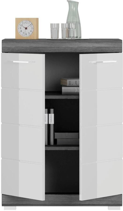 INOSIGN Kast Siena breedte 60 cm 2 deuren 2 legplanken 3 vakken Front-groeffreesing schoenenkommode schoenenkast buffetkast sideboard - Foto 4