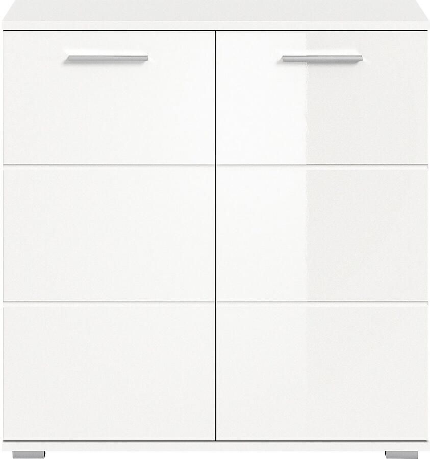 INOSIGN Kast Valge Breedte 80 cm 2 Deuren 2 Planken 3 Vakken Front-groeffreesing schoenenkommode buffetkast kast sideboard - Foto 3