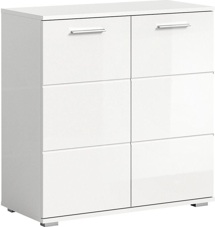 INOSIGN Kast Valge Breedte 80 cm 2 Deuren 2 Planken 3 Vakken Front-groeffreesing schoenenkommode buffetkast kast sideboard - Foto 2