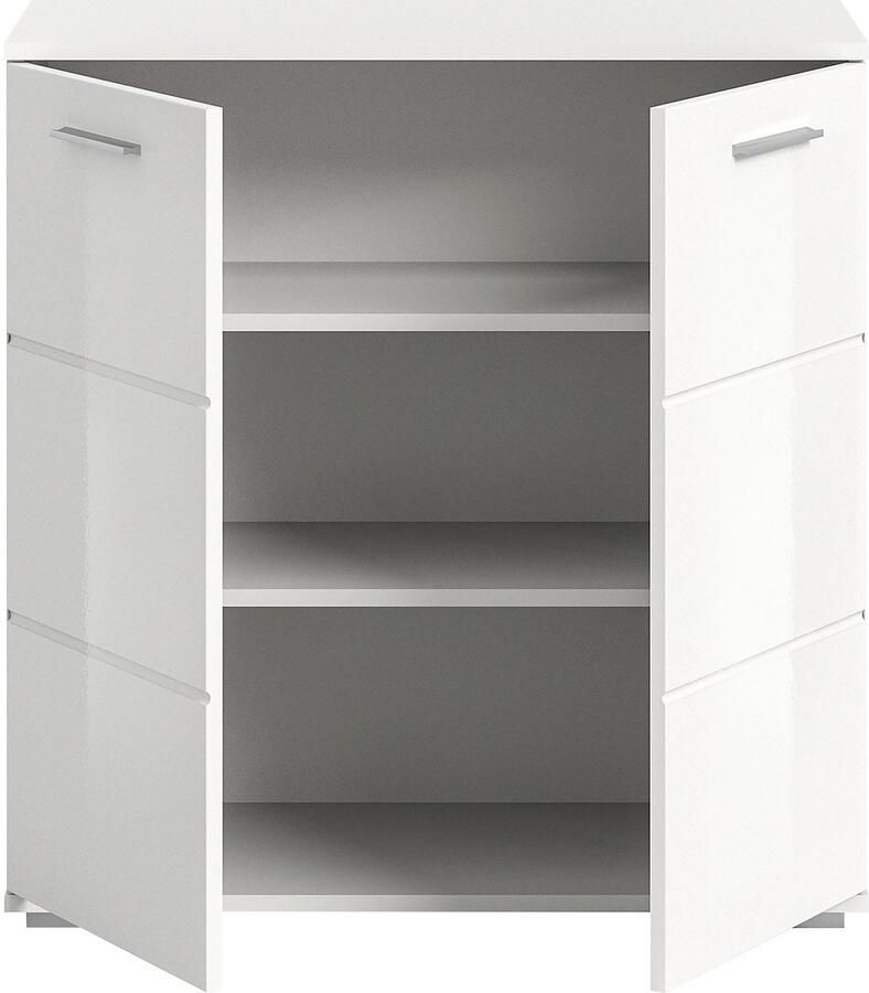 INOSIGN Kast Valge Breedte 80 cm 2 Deuren 2 Planken 3 Vakken Front-groeffreesing schoenenkommode buffetkast kast sideboard - Foto 4