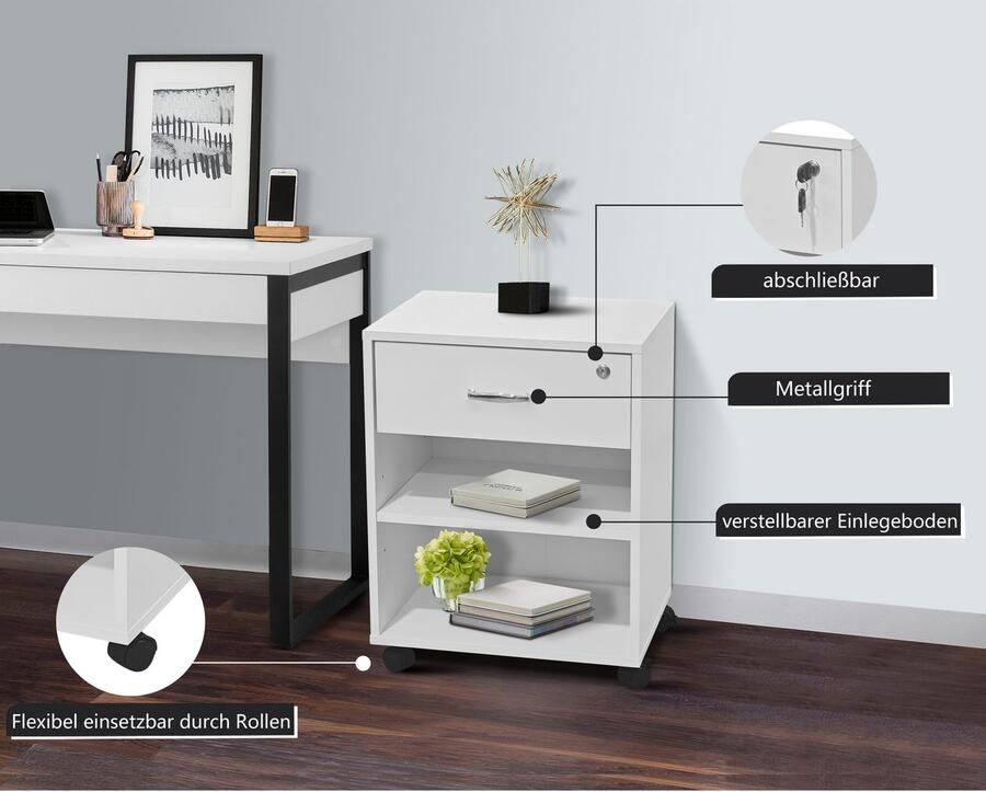 INOSIGN Kastje op wieltjes Dranoel Kantoorcontainer afsluitbaar metalen handgreep breedte 45 cm - Foto 3