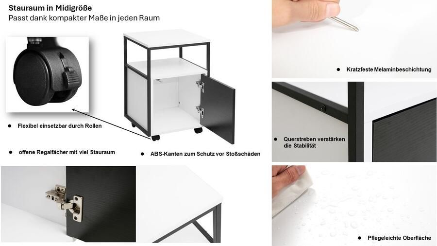 INOSIGN Kastje op wieltjes Korpo Metalen frame push-to-open vergrendelbare wielen breedte 40 cm - Foto 10